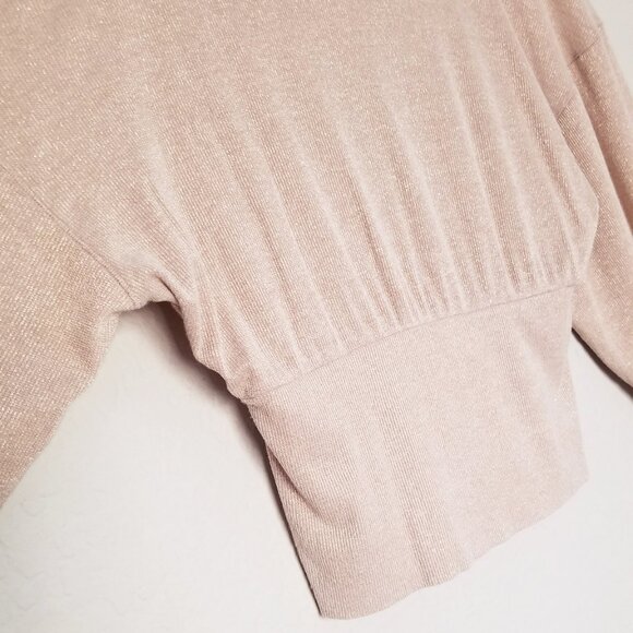 Free People Glam Sparkle Cowl Neck Pullover Sweater Pearl Dust Glitter Champagne - Picture 11 of 15